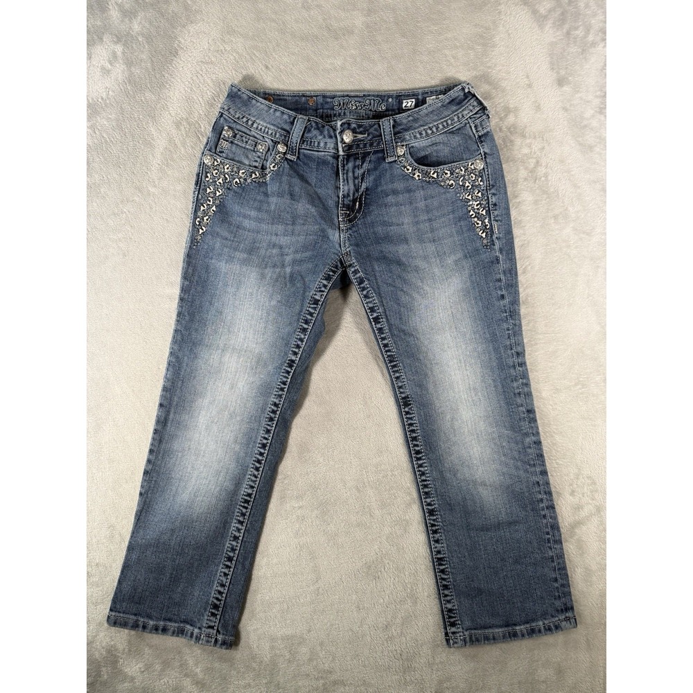 Miss Me Capri Jeans Womens 27 Blue Denim Rhinestone Flap Pocket